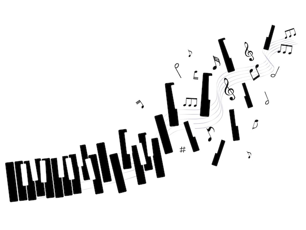 Vector music notes background with piano