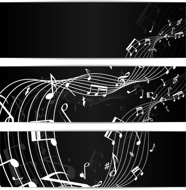 Music notes black banners