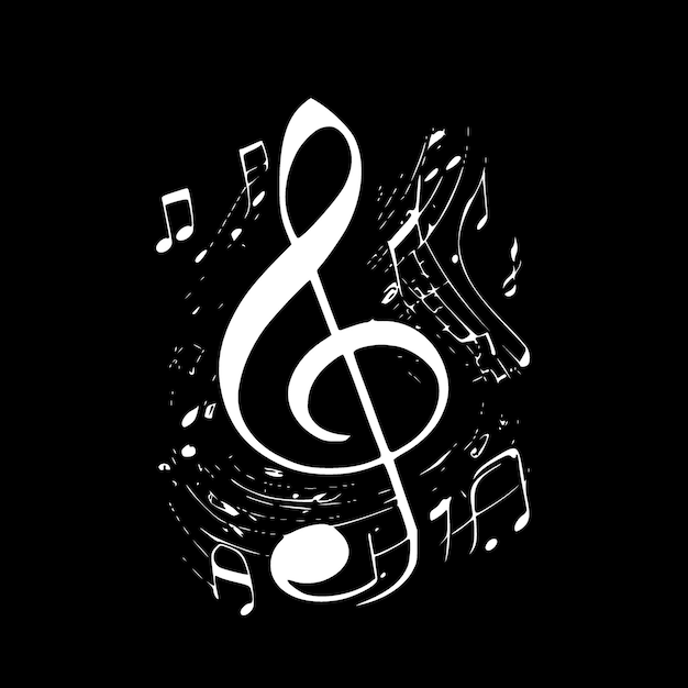 Музыкальные ноты Черно-белая векторная иллюстрация