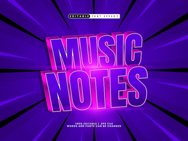 music notes editable text effect style