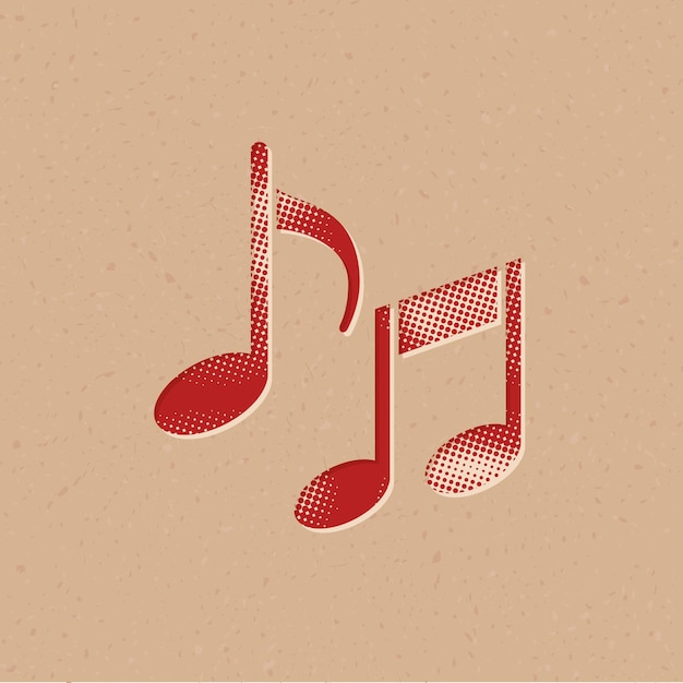 Vector music notes halftone style icon with grunge background vector illustration