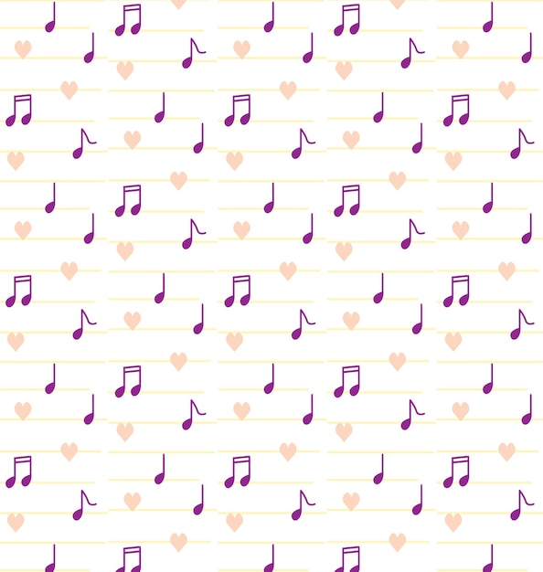 Music Notes And Heart Pattern Background