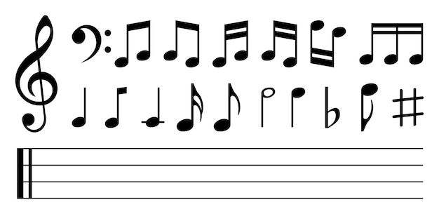 음악 노트 아이콘 세트음악 노트 기호백색 배경에 검은 음표 기호 터 일러스트레이션