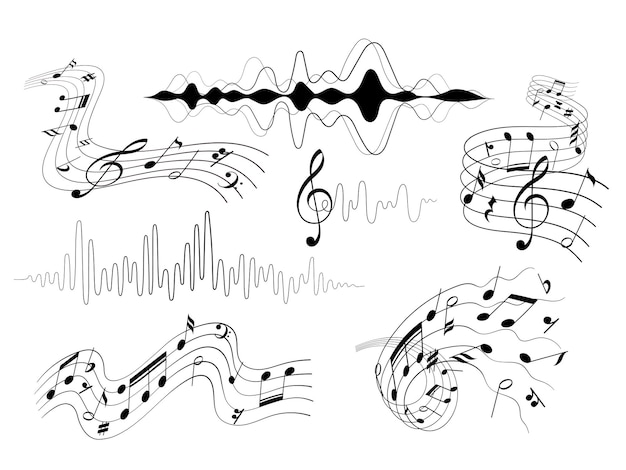 ベクトル 音符音楽要素は白い背景の上の図をベクトルします