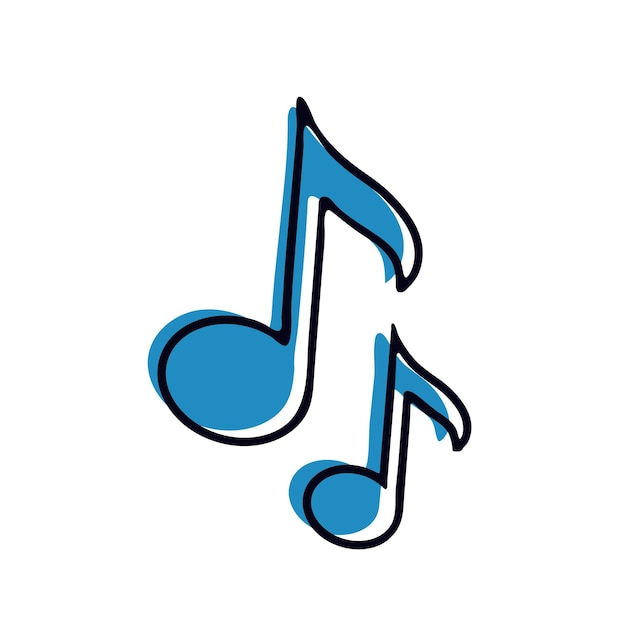음악 노트 노래 멜로디 뮤지컬 앱 및 웹 사이트 배경 플랫 벡터 아이콘 흰색 배경에 레트로 그루비 그림