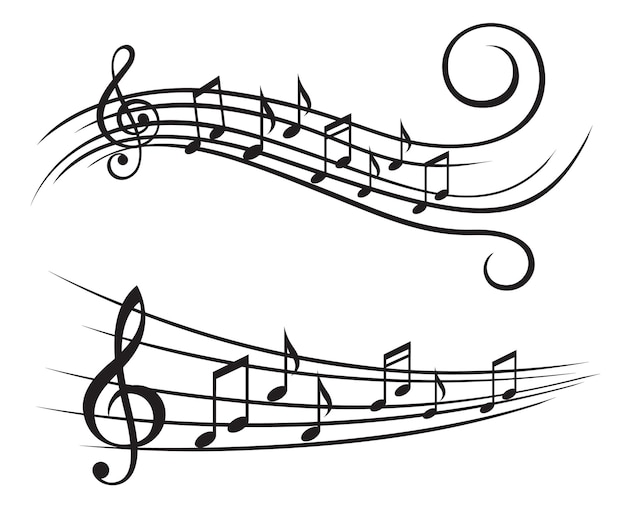 Vector music notes and stave