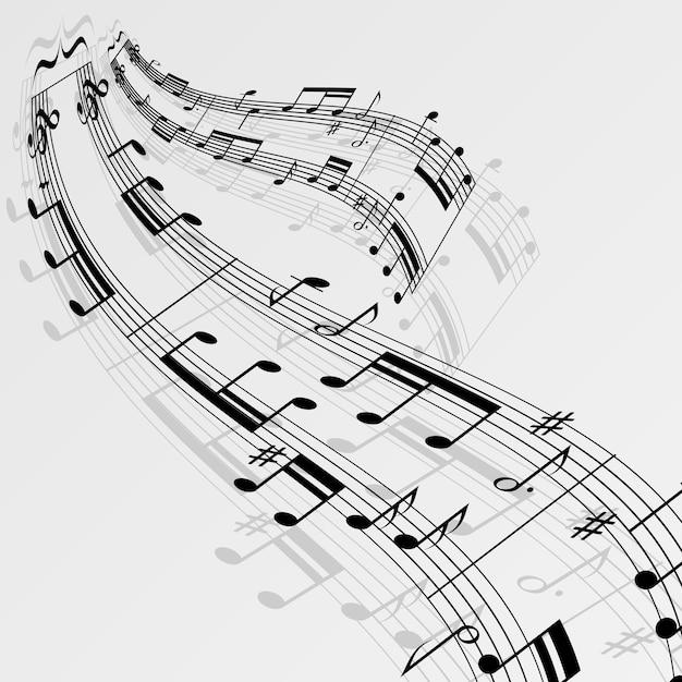 Music notes wave background