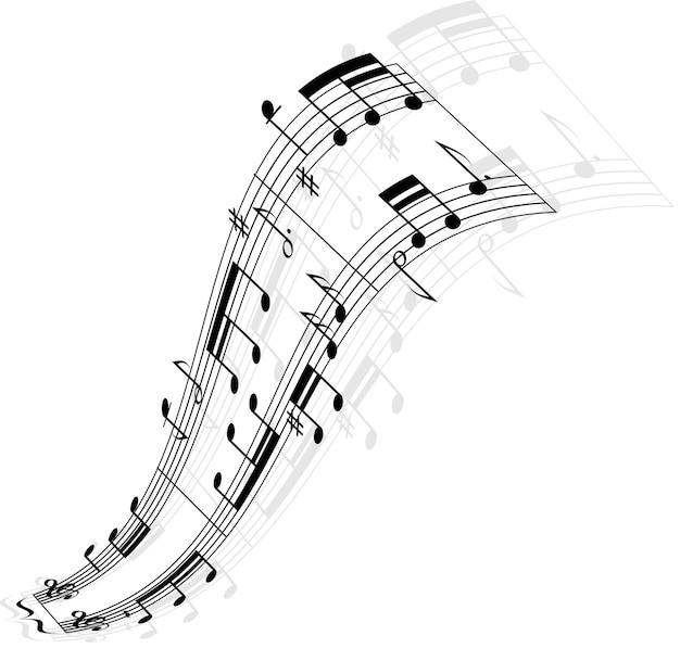 Music notes wave