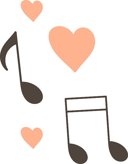 Vector music notes with hearts