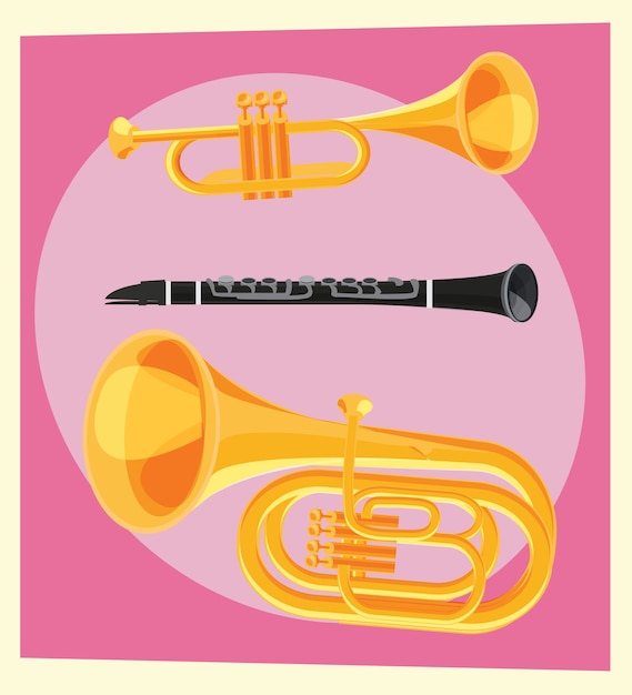 Illustrazione vettoriale di oggetti musicali per il design