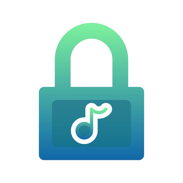 Music padlock logo gradient design template icon