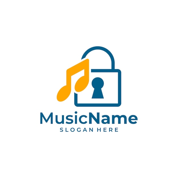 Music Padlock Logo Vector Icon Illustration Padlock Music logo design template