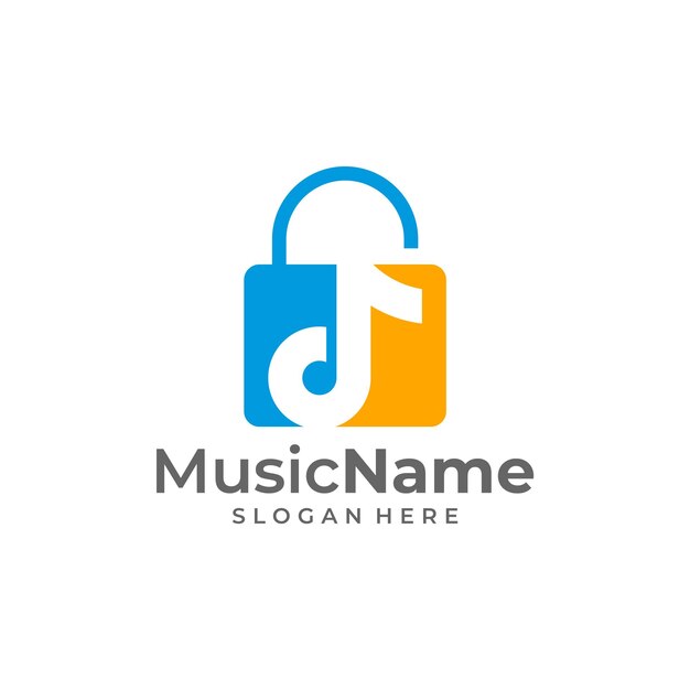 Music padlock logo vector icon illustration padlock music logo design template