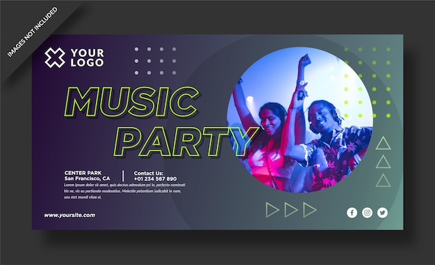 Vector music party banner and social media post