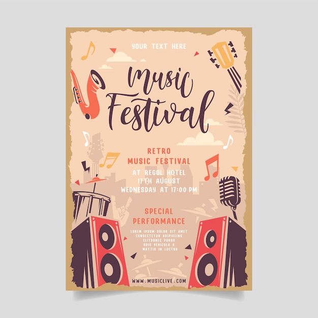 Vector music party festival in creative style with modern shape template design