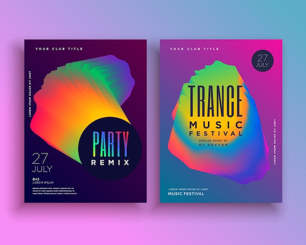 Music party flyer template design with vibrant abstract shape