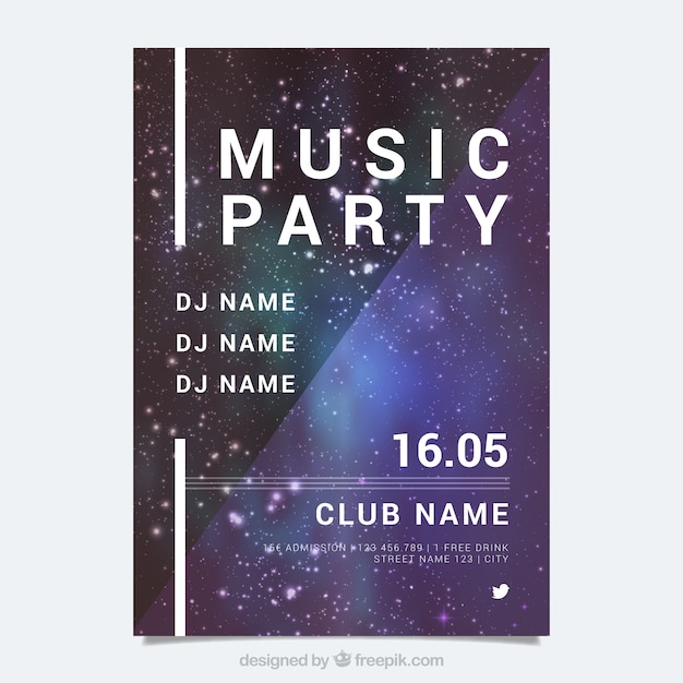 Vector music party poster with stars