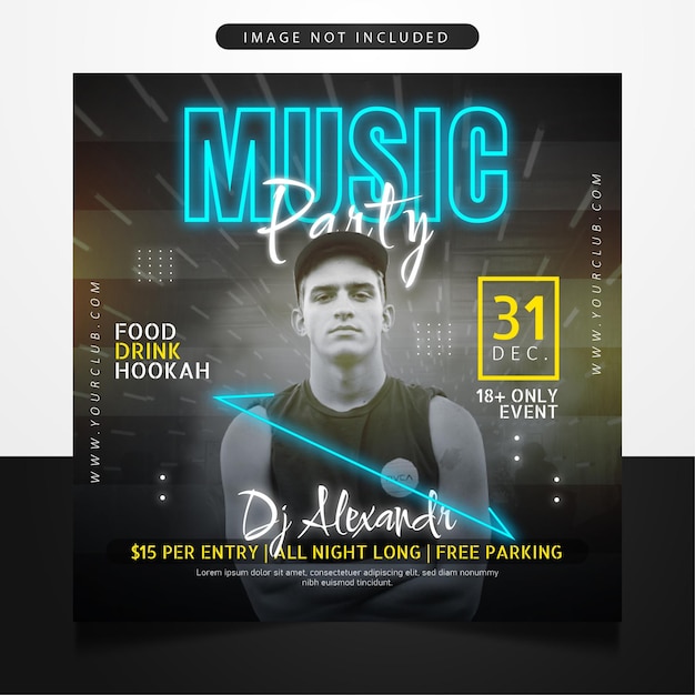 Music party social media post banner template