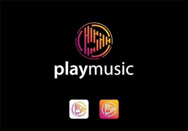 Music play button icon logo design template inspiration