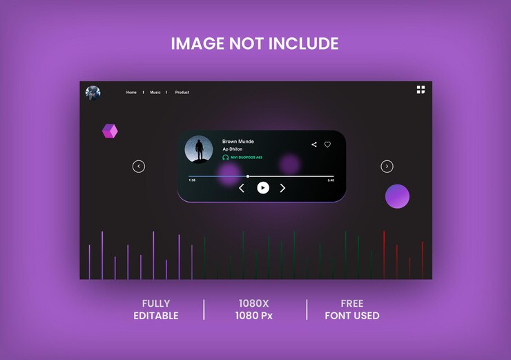 Vector music play landing page design ux uiweb design