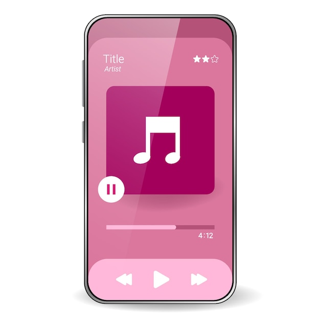 벡터 음악 플레이어 사용자 인터페이스 현실적인 스마트폰
