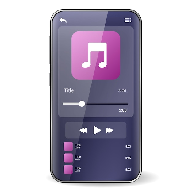 Music player user interface realistic smartphone