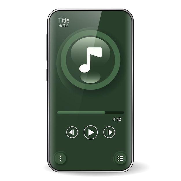 Vector music player user interface realistic smartphone