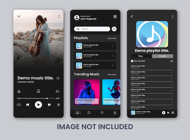 Vector music player user interface ui layout
