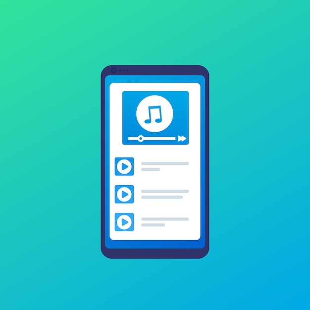 Vector music player with playlist in smart phone