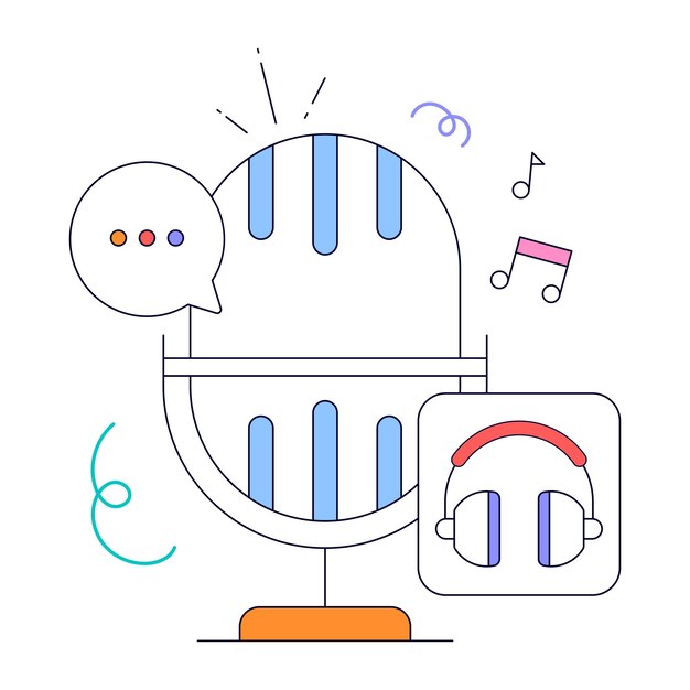 Music podcast flat animated design, premium download