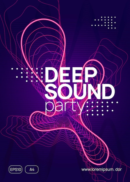 Music poster. dynamic gradient shape and line. abstract concert magazine template. neon music poster. electro dance dj. electronic sound fest. club event flyer. techno trance party.