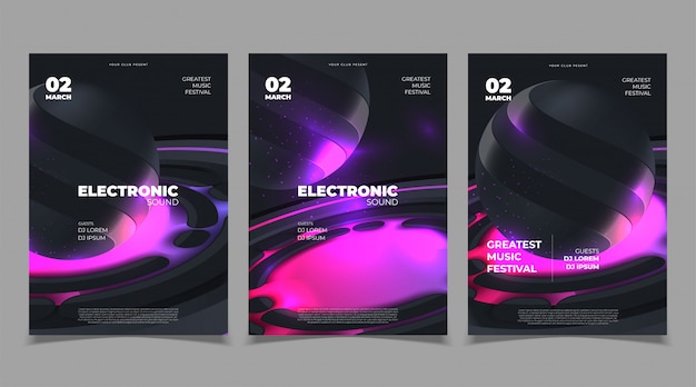 Manifesto musicale per il festival elettronico. cover design concept di electro music fest.