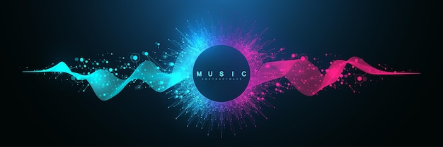 music poster for electronic festival with dotted lines and waves