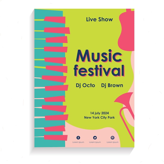 Music poster template hand draw groovy