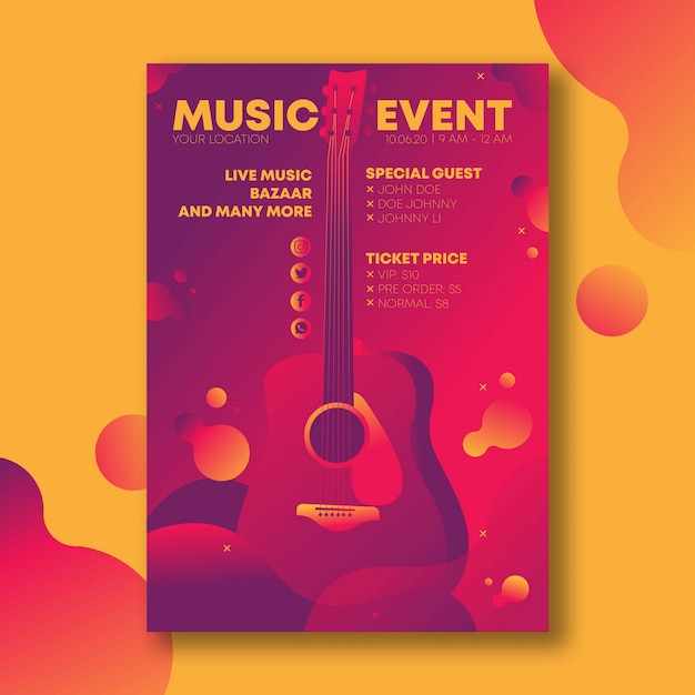 Music poster with guitar