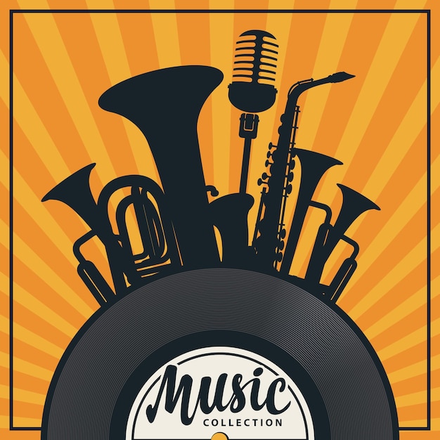 music poster with wind instruments