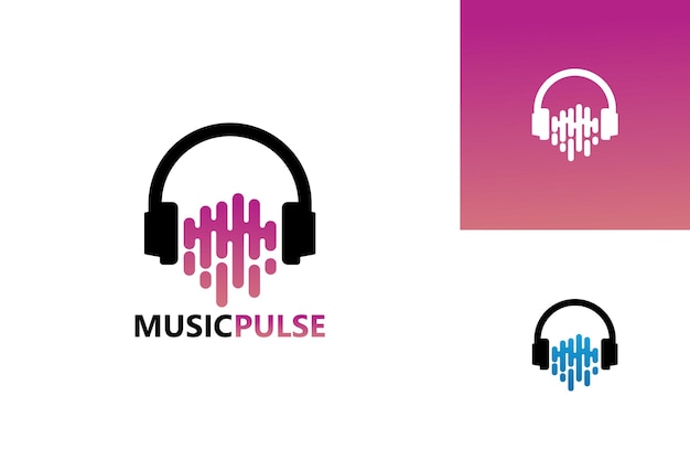 Вектор дизайна шаблона логотипа music pulse, эмблема, концепция дизайна, творческий символ, значок