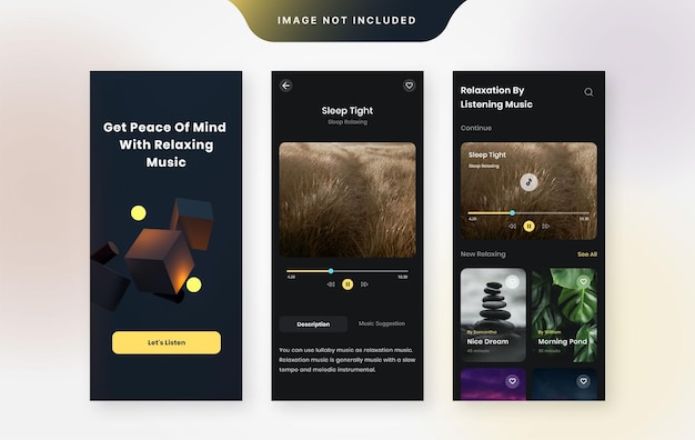 Music relaxing ui design template vector