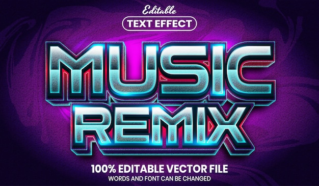 Music remix text, font style editable text effect