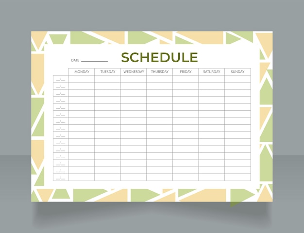 Music school schedule worksheet design template