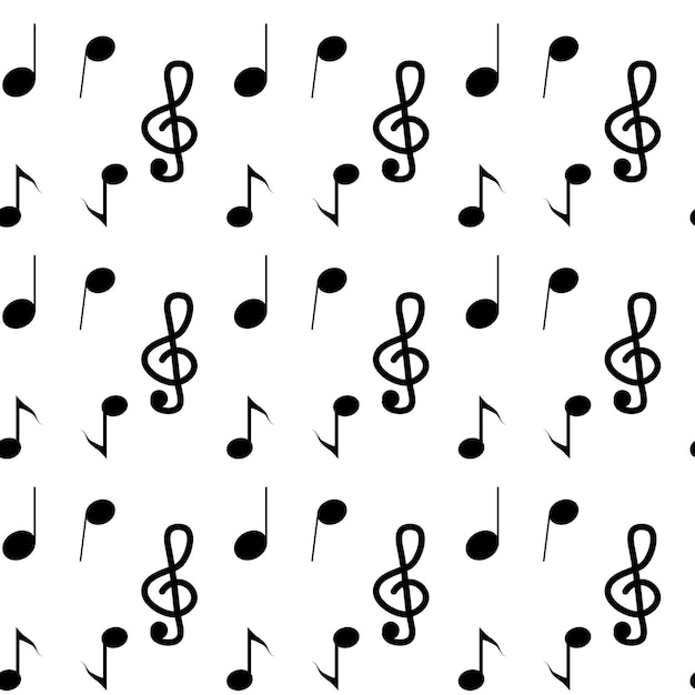 音楽のシームレスなパターンノート音符のデザインと高音部記号のベクトル図のパターン