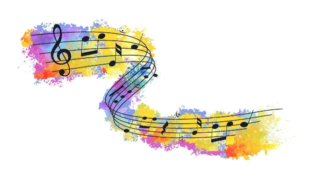 Vector music sheet musical note set in colorful background