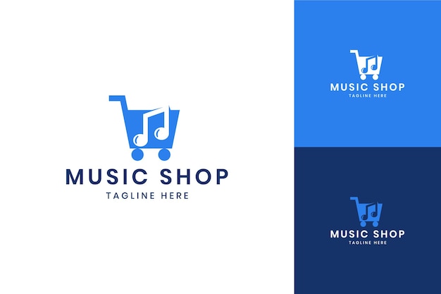 Music shop negative space logo design