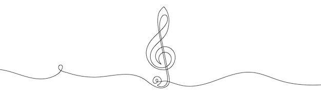 Music sign continuous one line drawing of G key symbol minimalism design