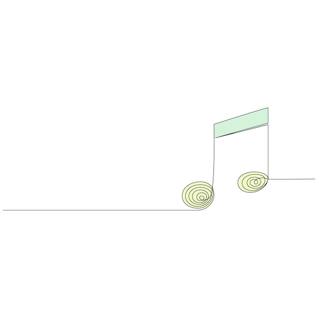 Музыкальный знак непрерывного рисования одной линии векторной иллюстрации