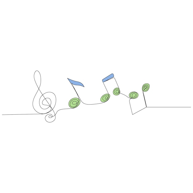 Music sign continuous one line drawing vector illustration