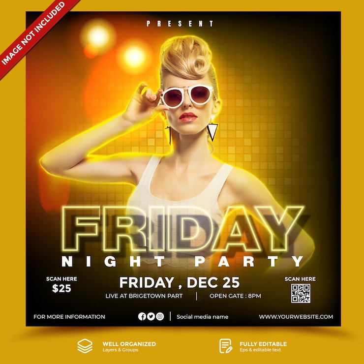 Vector music social media template