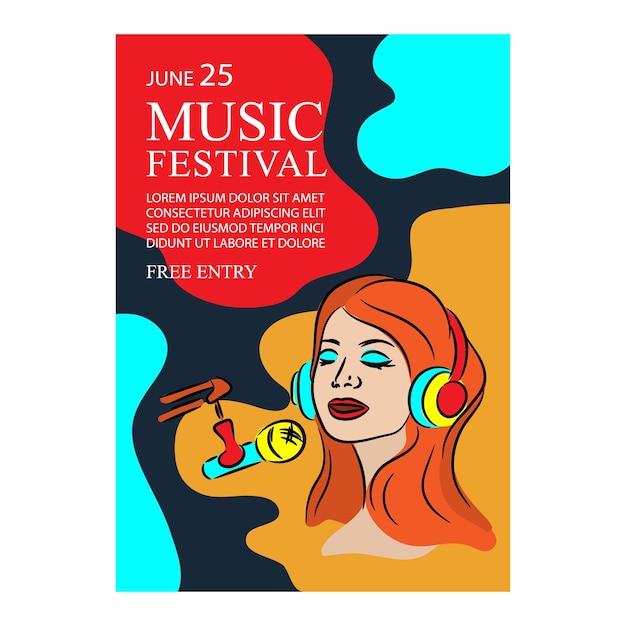 MUSIC SONG FESTIVAL BANNER Invitation Text Poster Concert