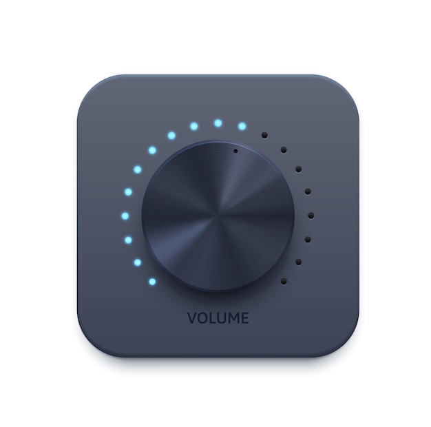 Icona del pulsante della manopola del volume del suono della musica, controllo audio