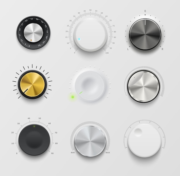 Music and sound volume knob buttons